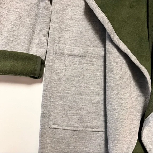 Fabletics Moscow Coat Womens SZ Medium Soft Cozy Terry Fleece Gray Midi Coatigan - Picture 7 of 14